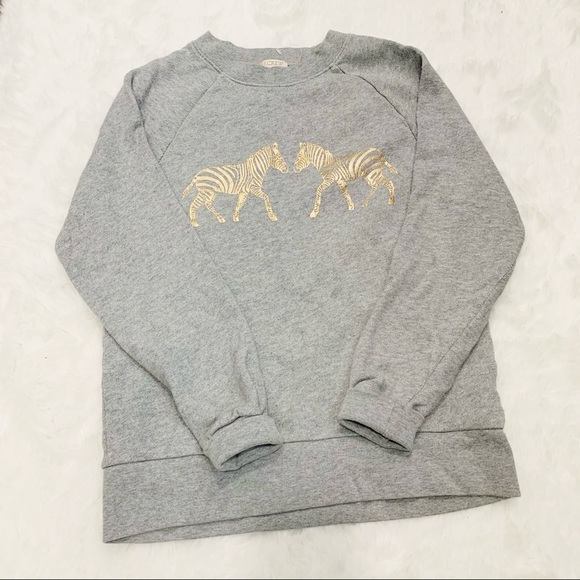 J CREW Metallic Gold Zebra Sweatshirt Size XXS - Picture 1 of 2